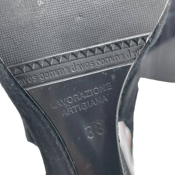 Vintage Davos Gomma Platform Wedge Heels Slingback Peep Toe Black Suede NEW 7.5 - Picture 11 of 11